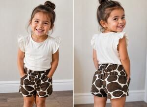 Janie & Jack Brown Giraffe Print Cotton Shorts Baby 3–6 Months Safari Animal